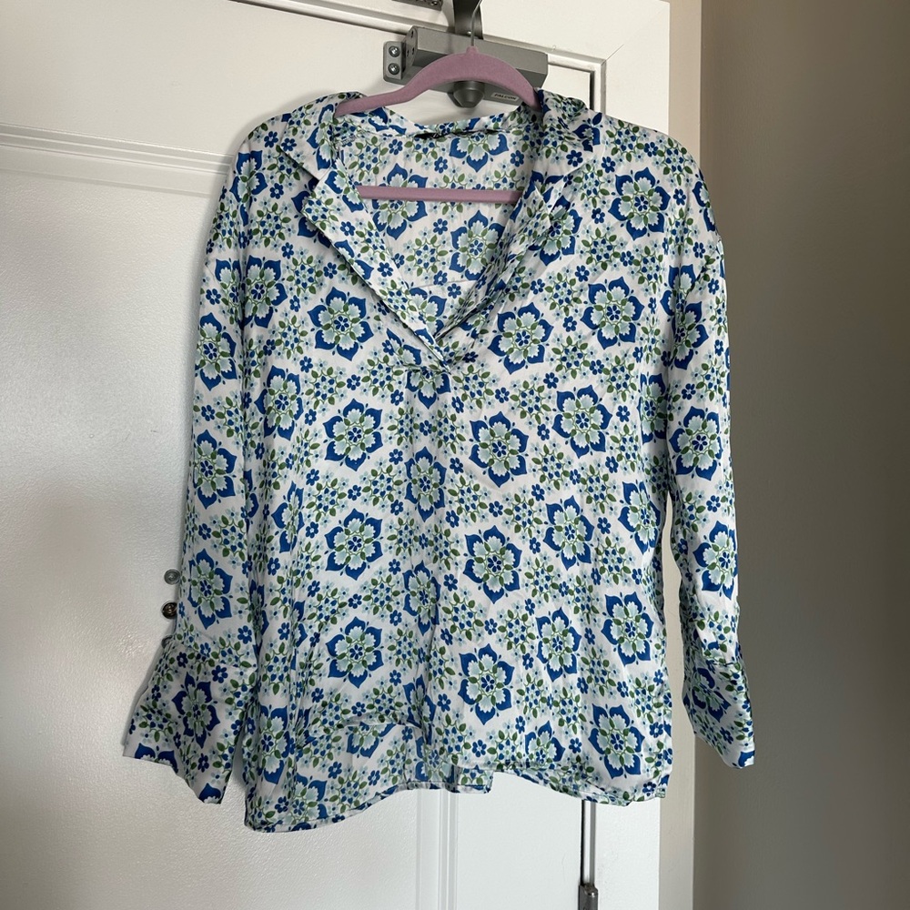 Zara Floral Blue and Green Women's Top